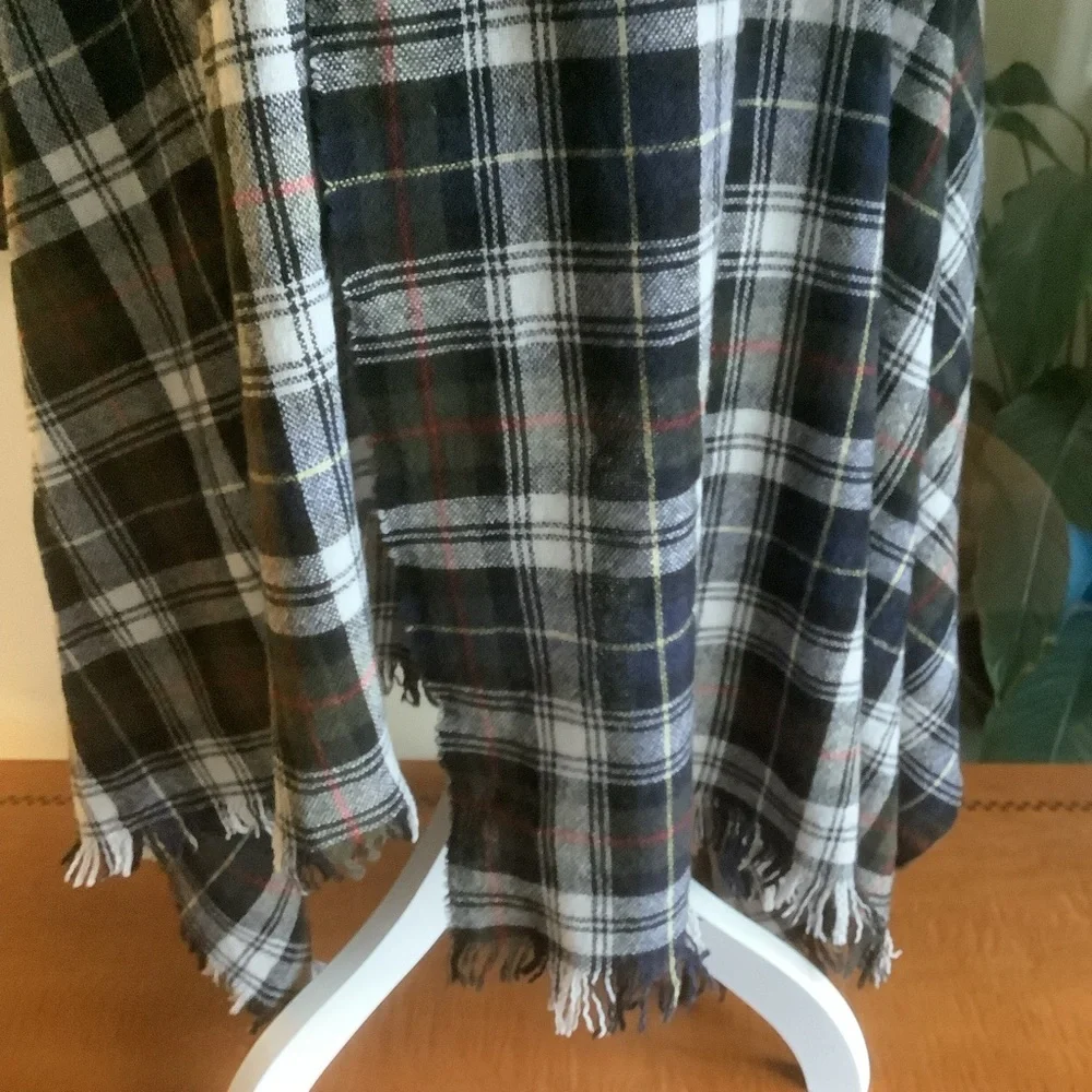 J. Crew Wool Blend Plaid Scarf/Wrap Made in Italy